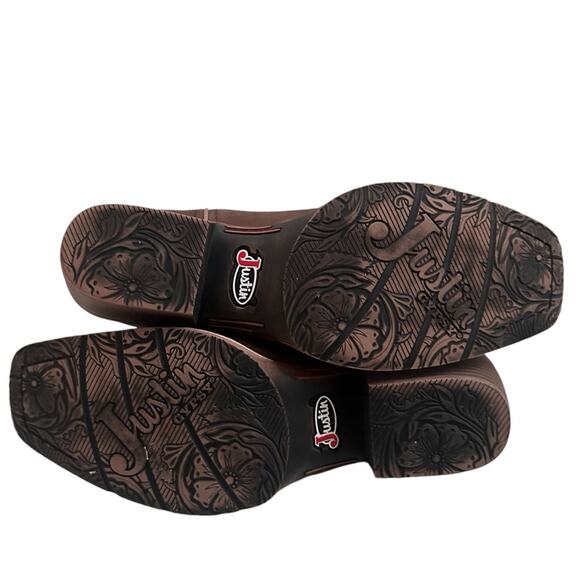 Justin Boots Women 10.5 Brown Siesta Moka Western Cowgirl Square Toe Boho Aztec - Picture 8 of 13